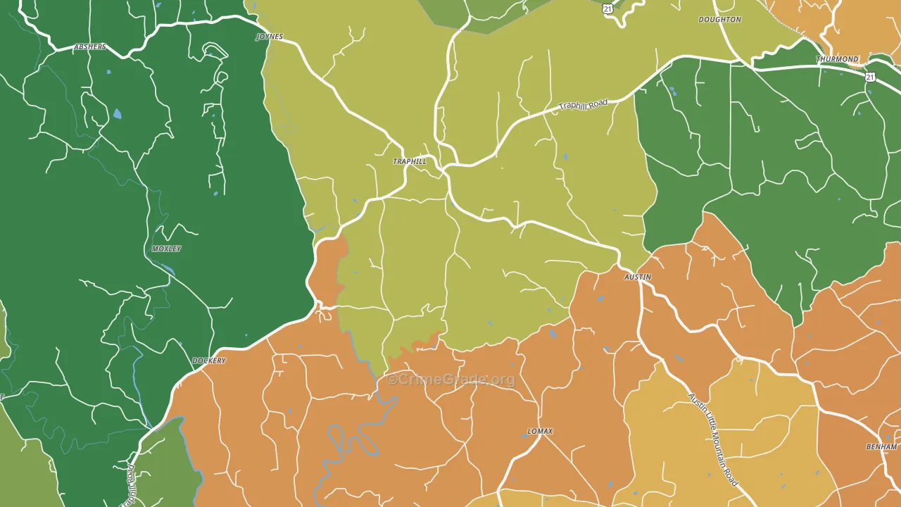 Traphill, NC Map of Murder Rates