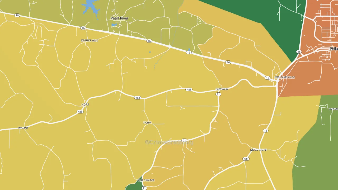 Trapp, MS Map of Murder Rates