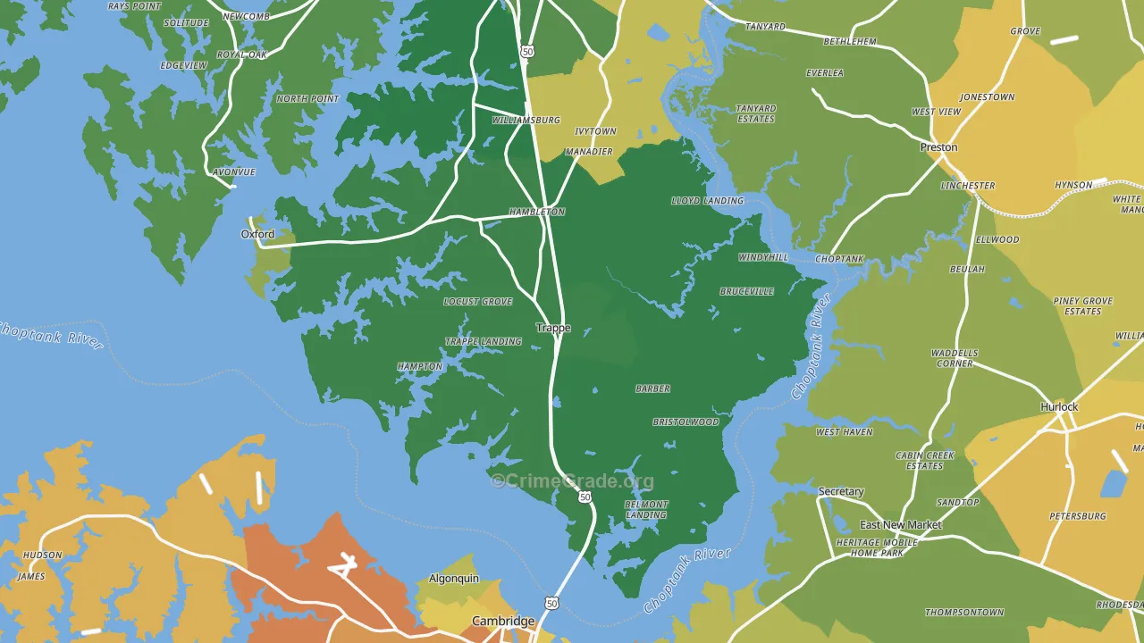 Trappe, MD Map of Murder Rates