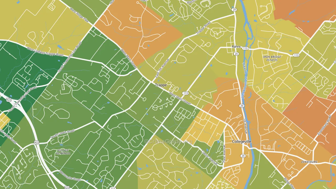 Trappe, PA Map of Murder Rates