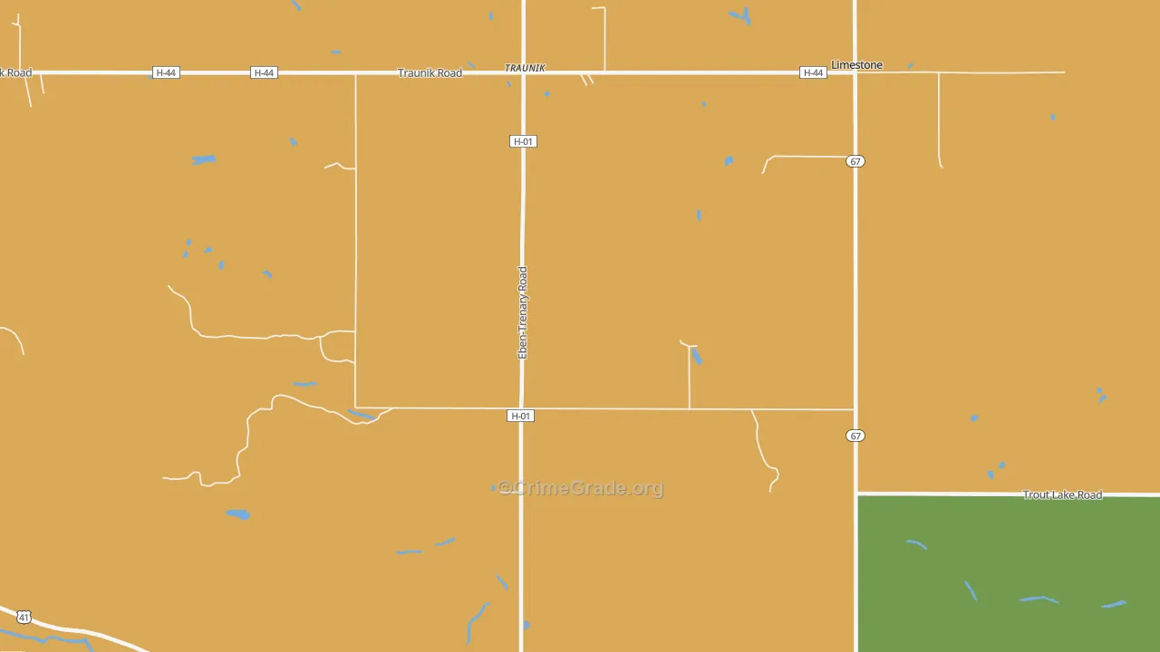 Traunik, MI Map of Murder Rates