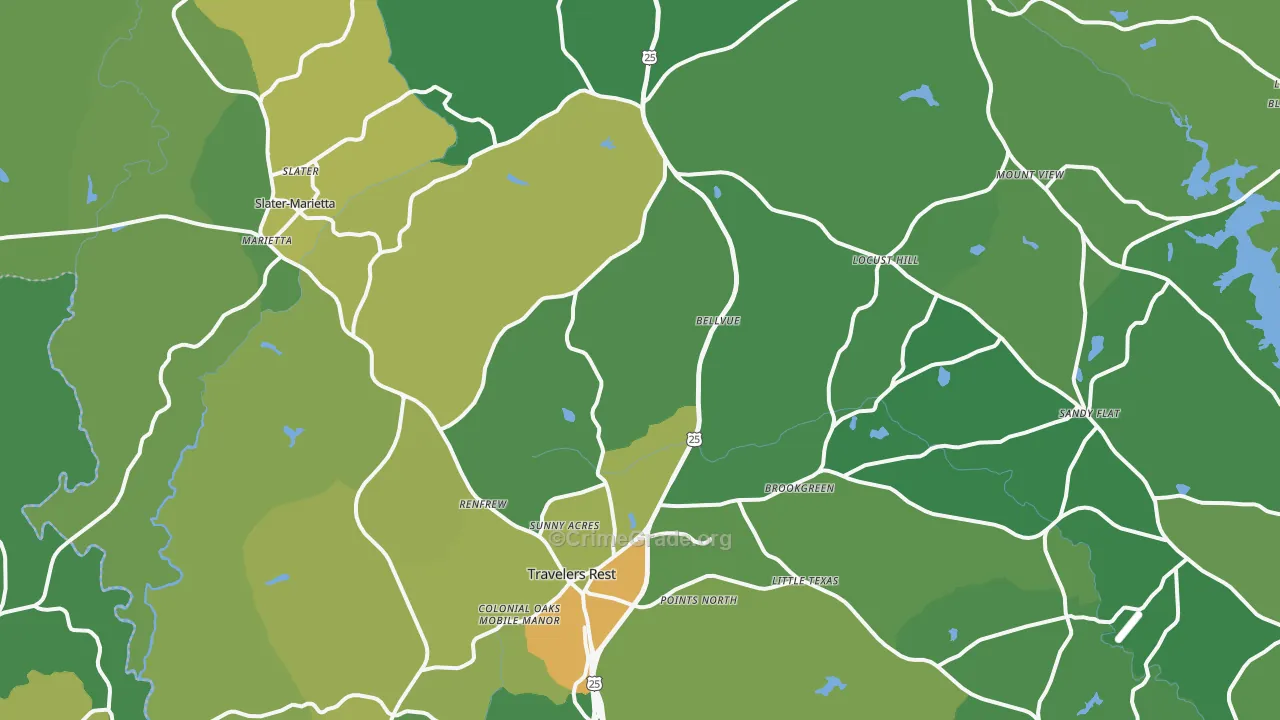 Travelers Rest, SC Map of Murder Rates