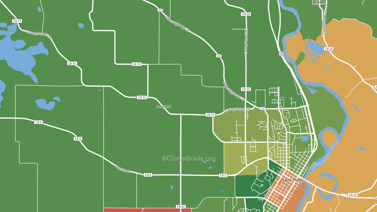 Traverse, MN Map of Murder Rates