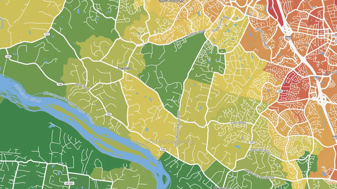 Travilah, MD Map of Murder Rates