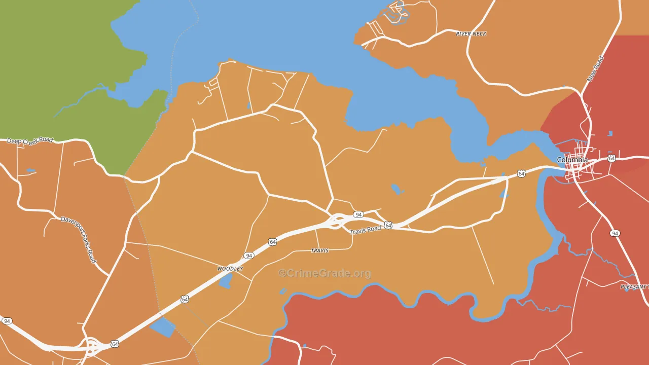 Travis, NC Map of Murder Rates