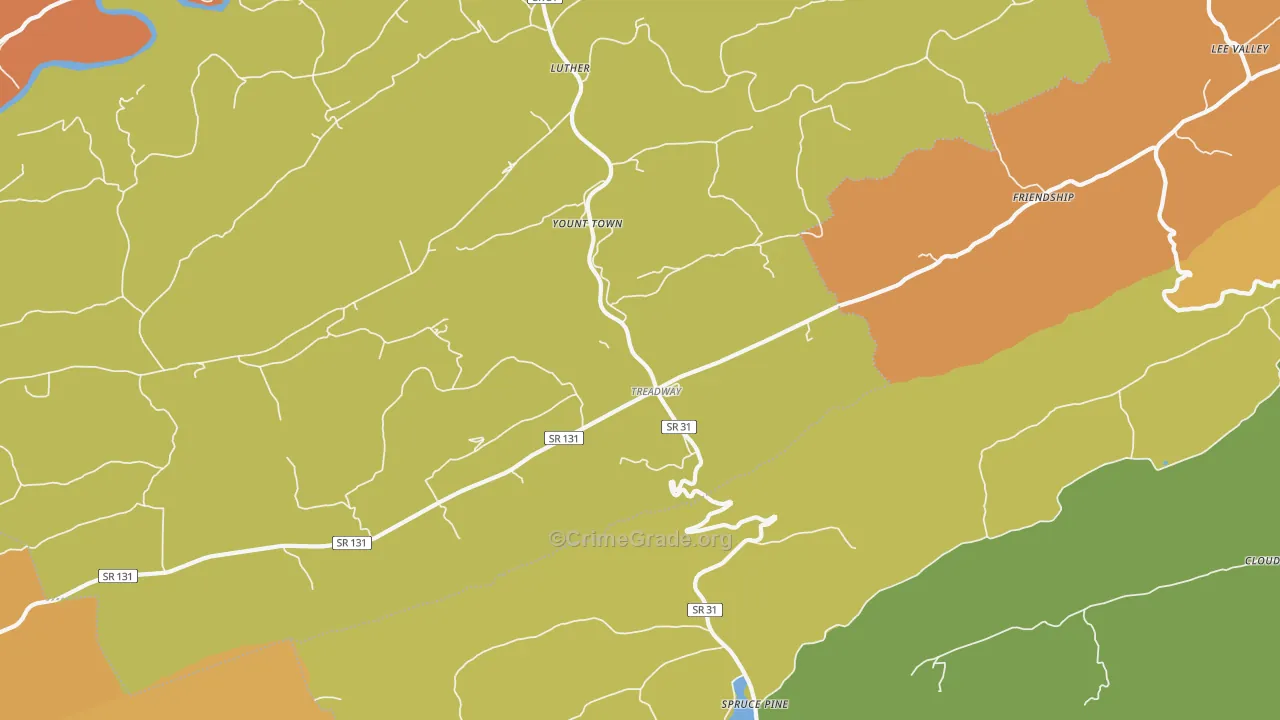 Treadway, TN Map of Murder Rates