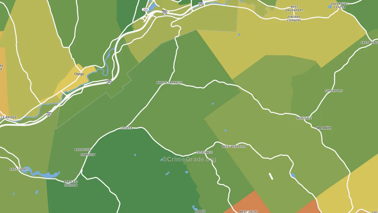 Treadwell, NY Map of Murder Rates