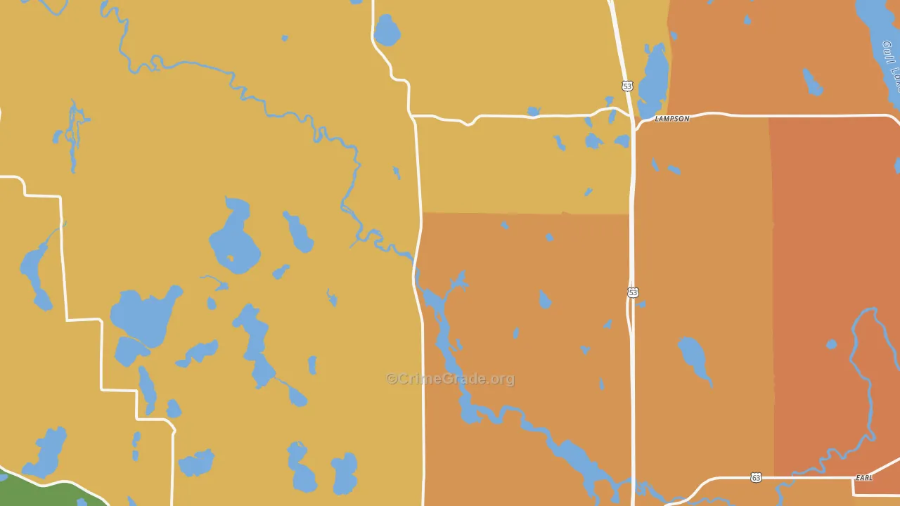 Trego, WI Map of Murder Rates