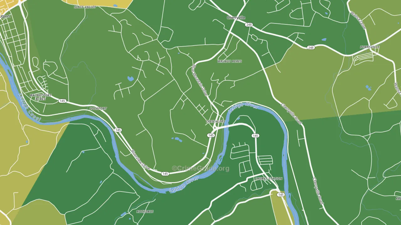 Treichlers, PA Map of Murder Rates
