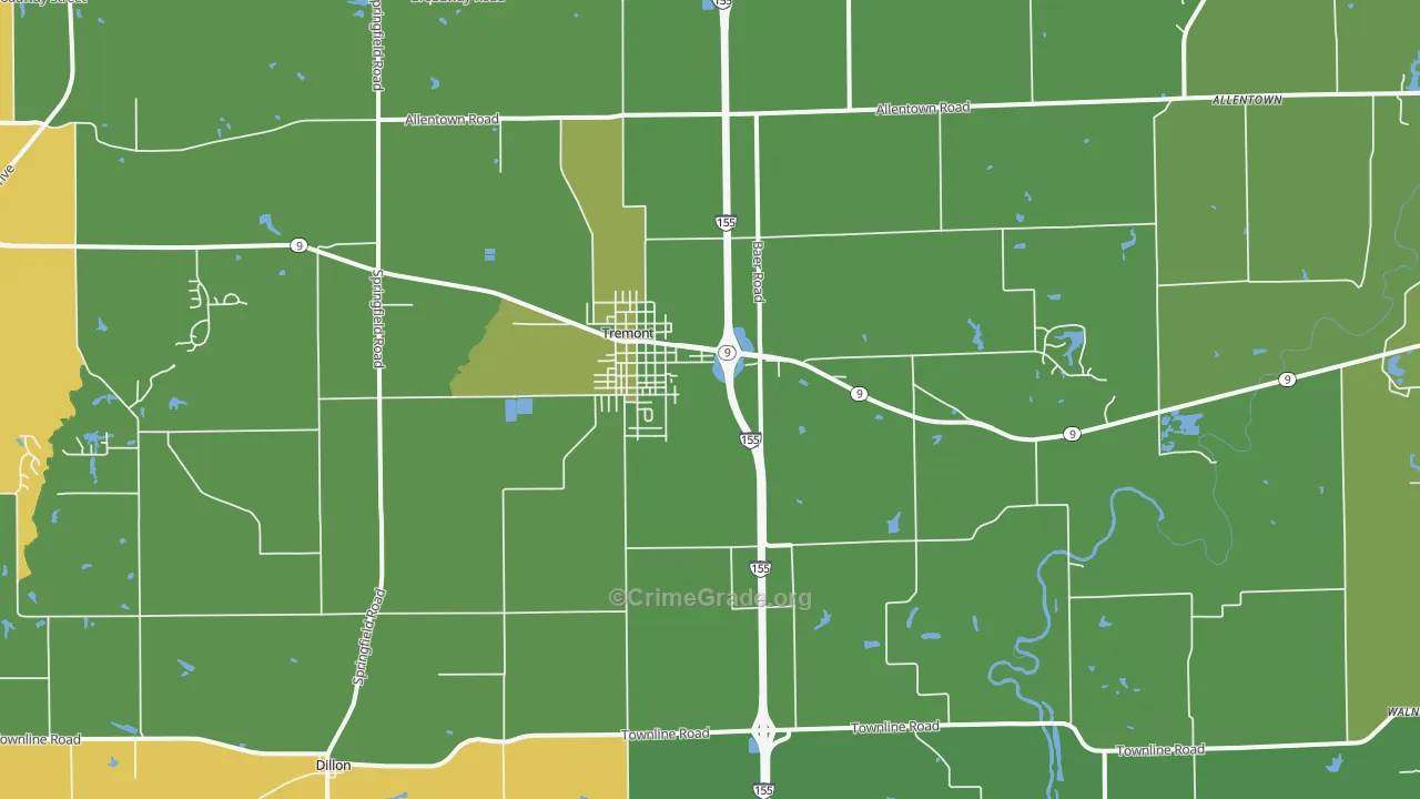 Tremont, IL Map of Murder Rates
