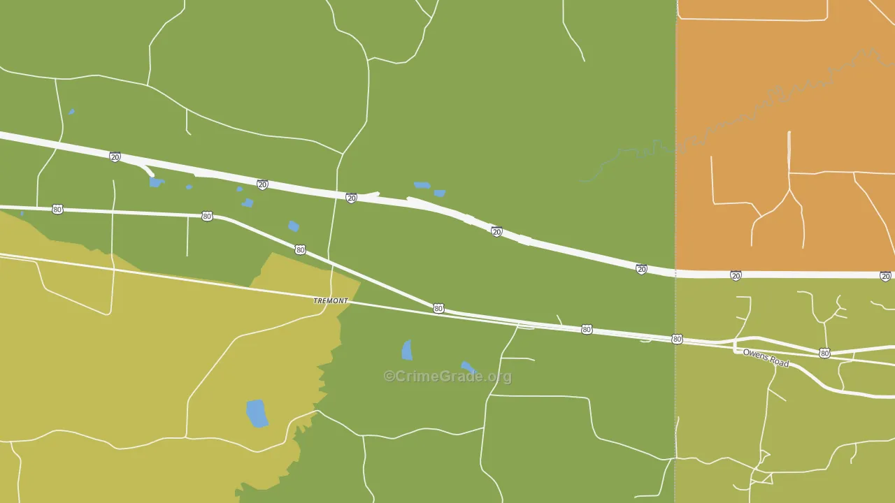 Tremont, LA Map of Murder Rates