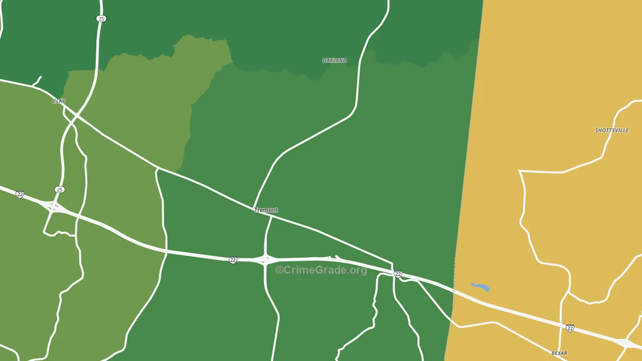 Tremont, MS Map of Murder Rates