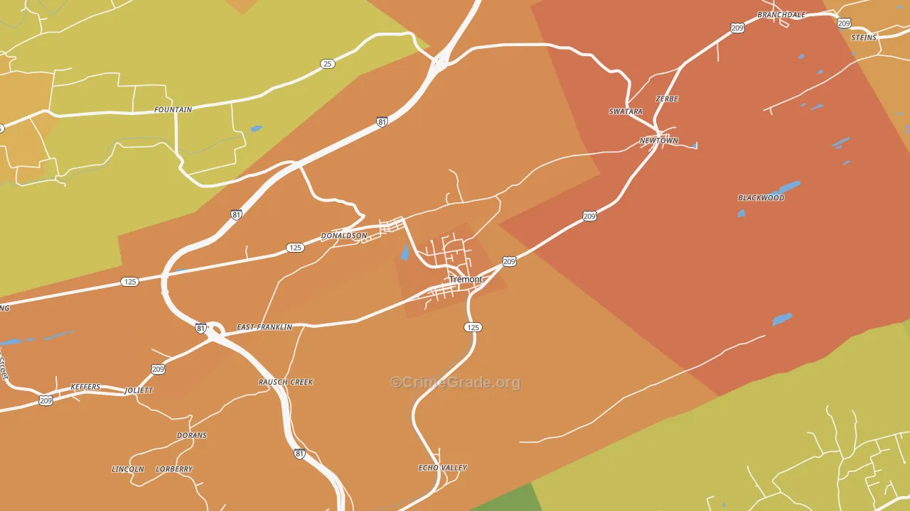 Tremont, PA Map of Murder Rates