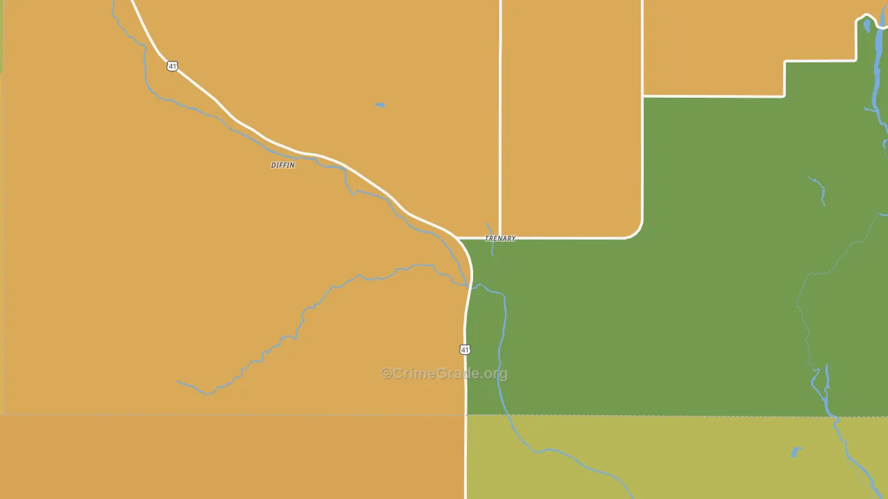 Trenary, MI Map of Murder Rates