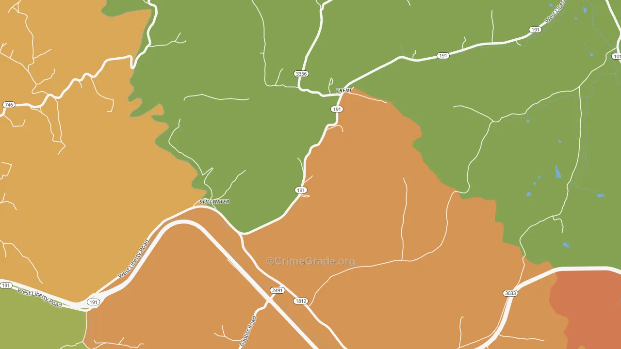 Trent, KY Map of Murder Rates