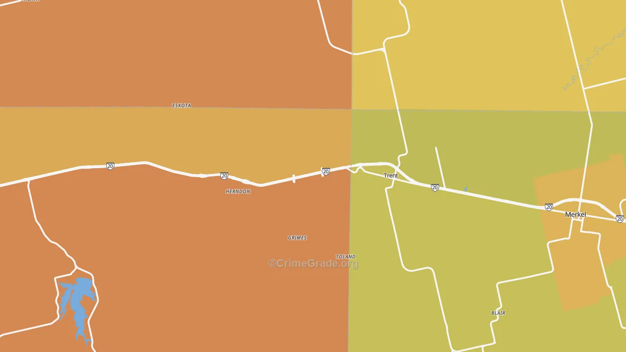 Trent, TX Map of Murder Rates