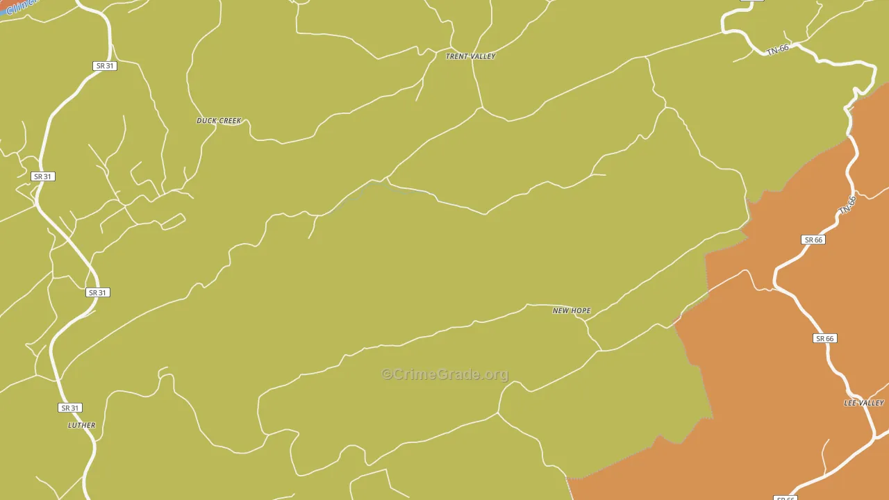 Trent Valley, TN Map of Murder Rates