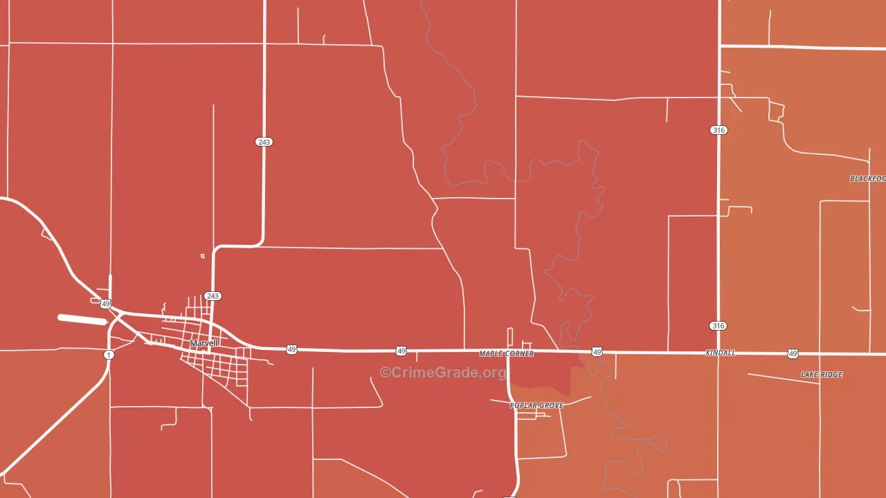 Trenton, AR Map of Murder Rates