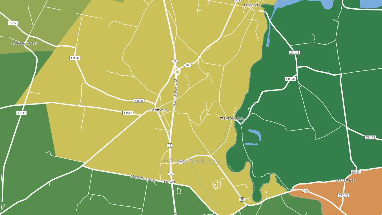 Trenton Falls, NY Map of Murder Rates
