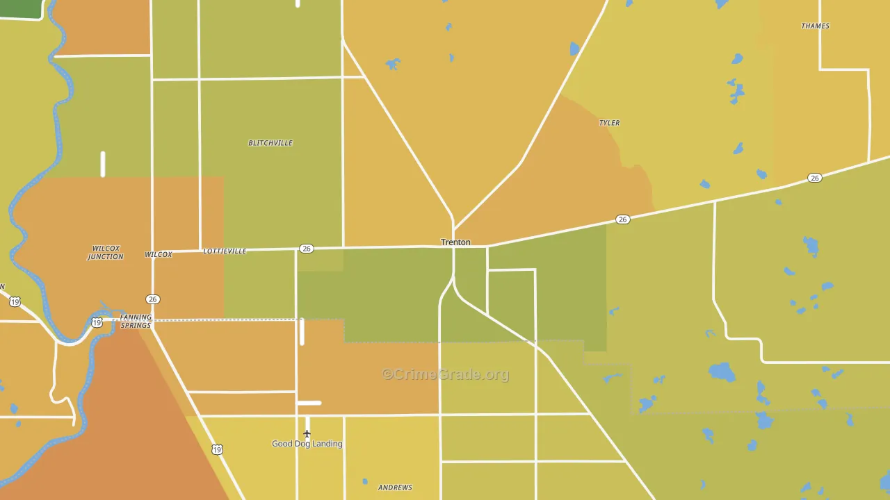 Trenton, FL Map of Murder Rates