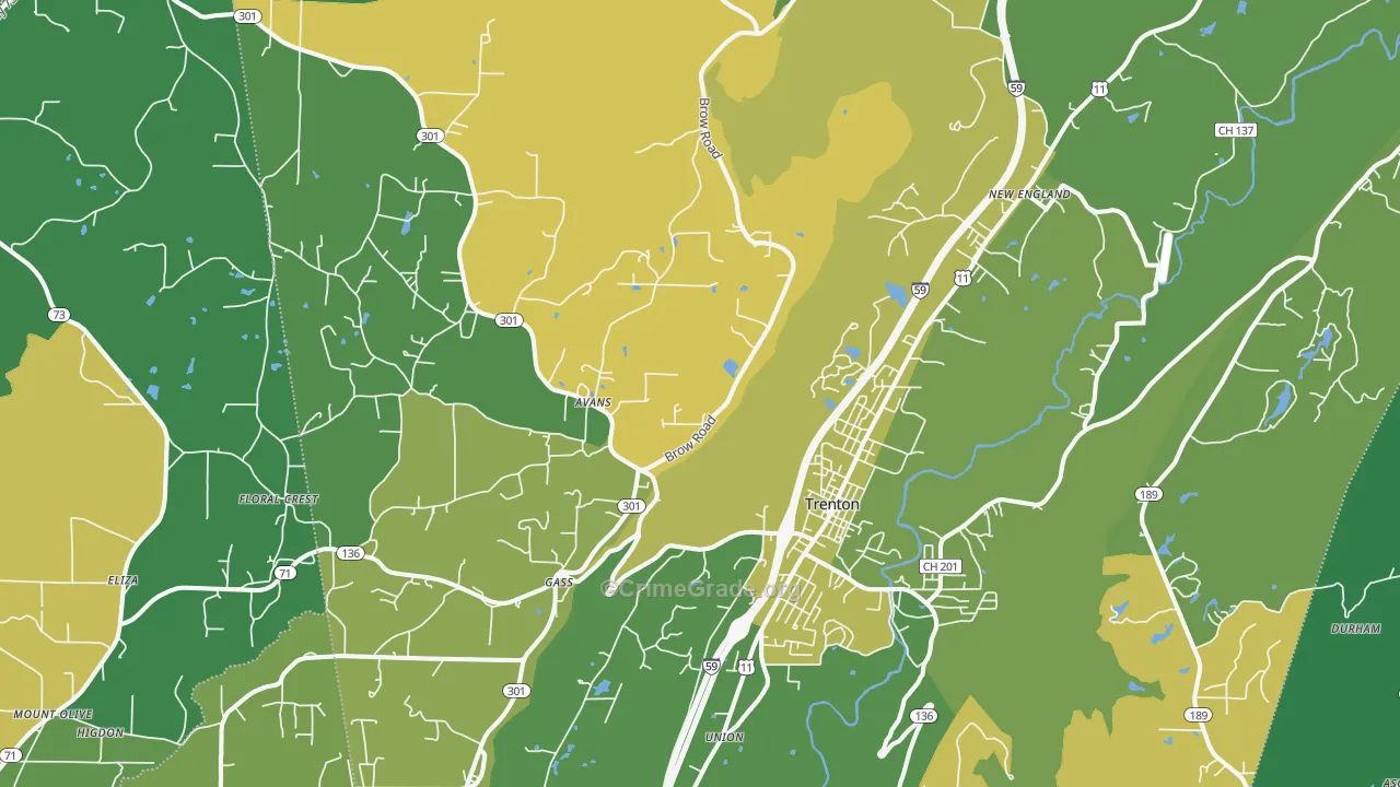 Trenton, GA Map of Murder Rates