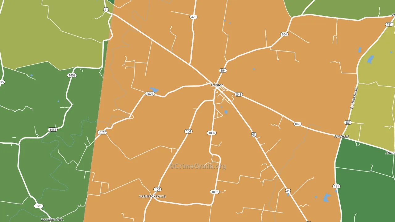 Trenton, KY Map of Murder Rates