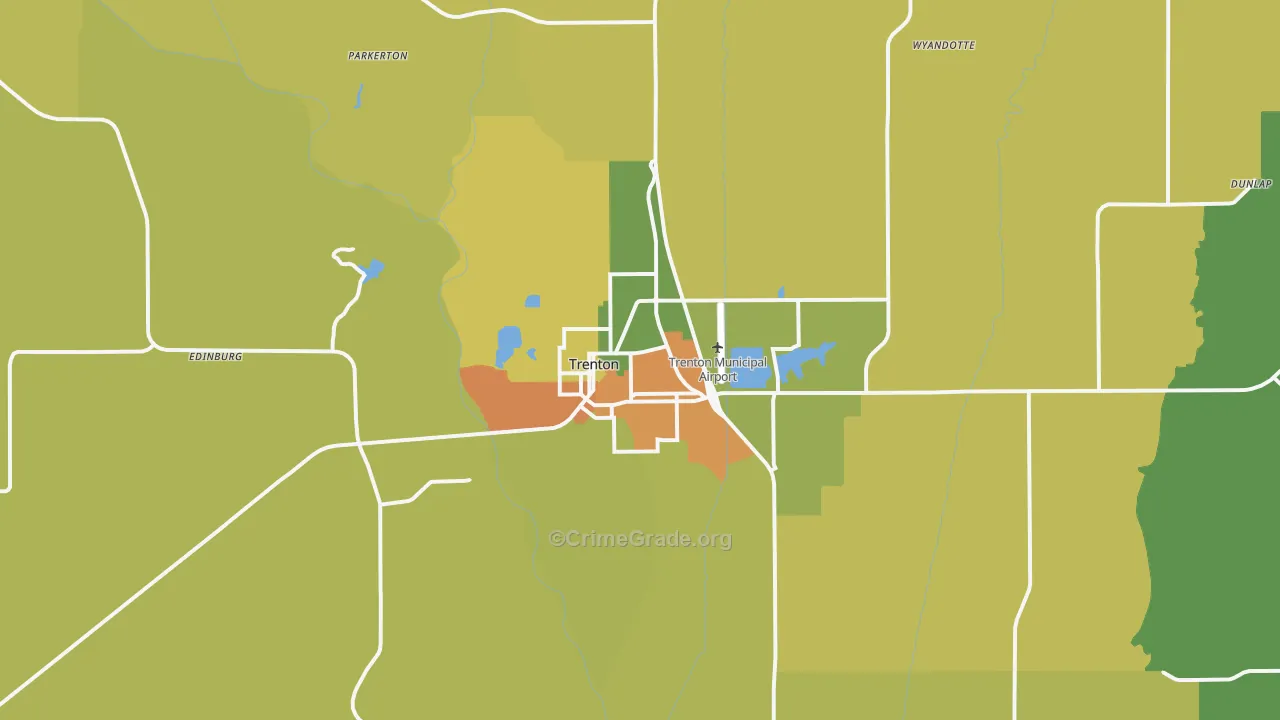 Trenton, MO Map of Murder Rates