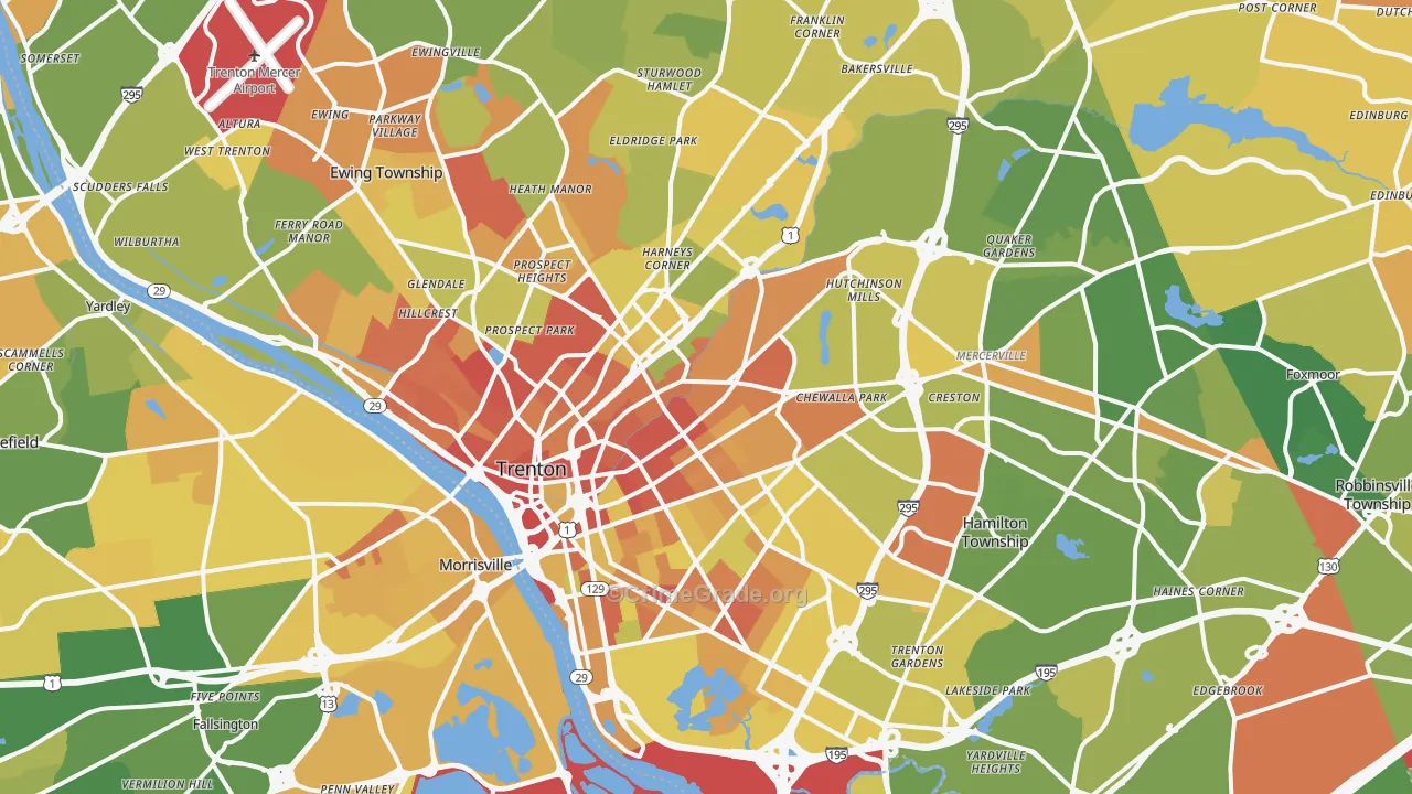 Trenton, NJ Map of Murder Rates