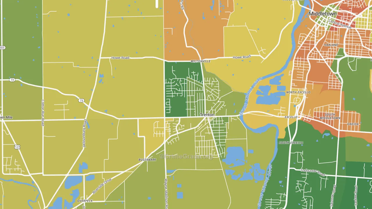 Trenton, OH Map of Murder Rates