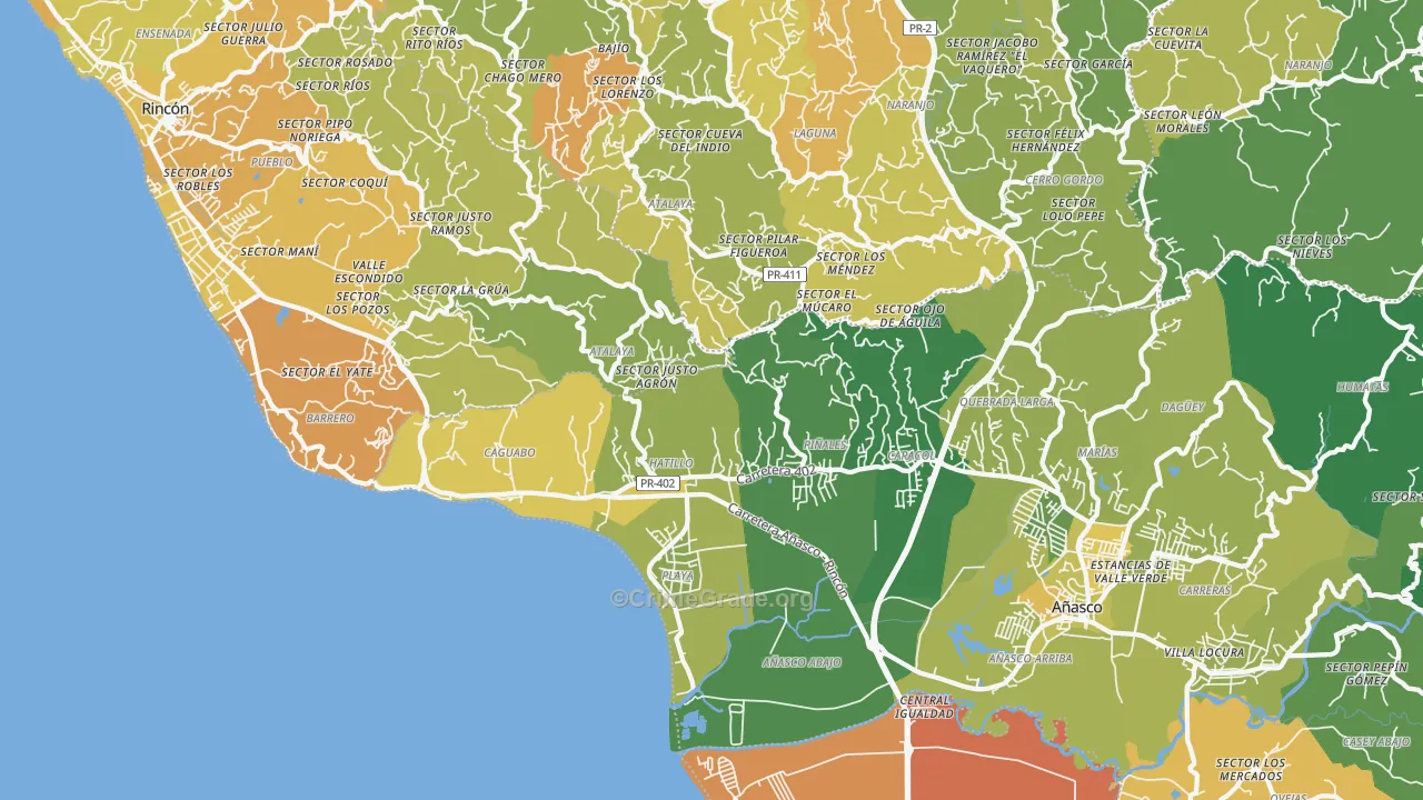 Tres Hermanos, PR Map of Murder Rates