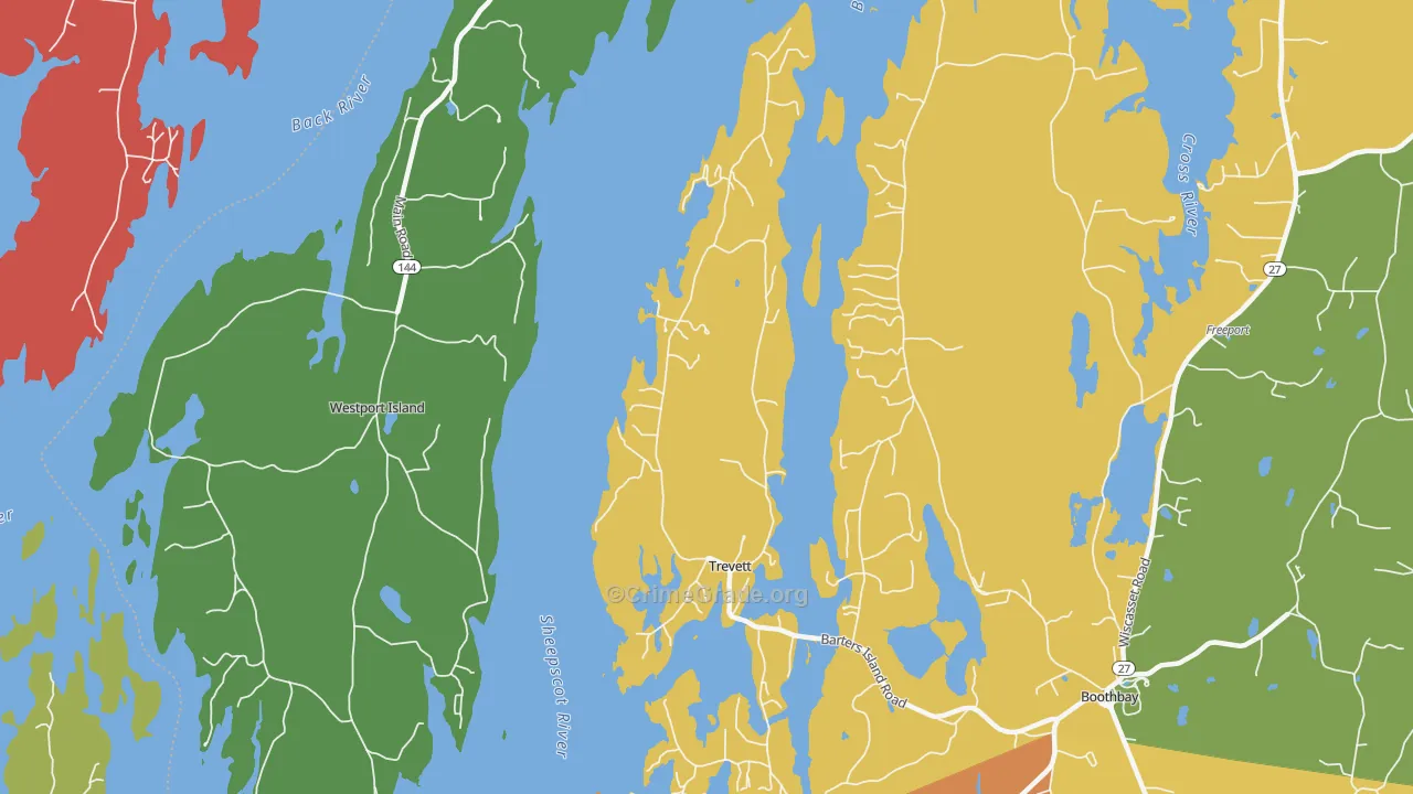 Trevett, ME Map of Murder Rates