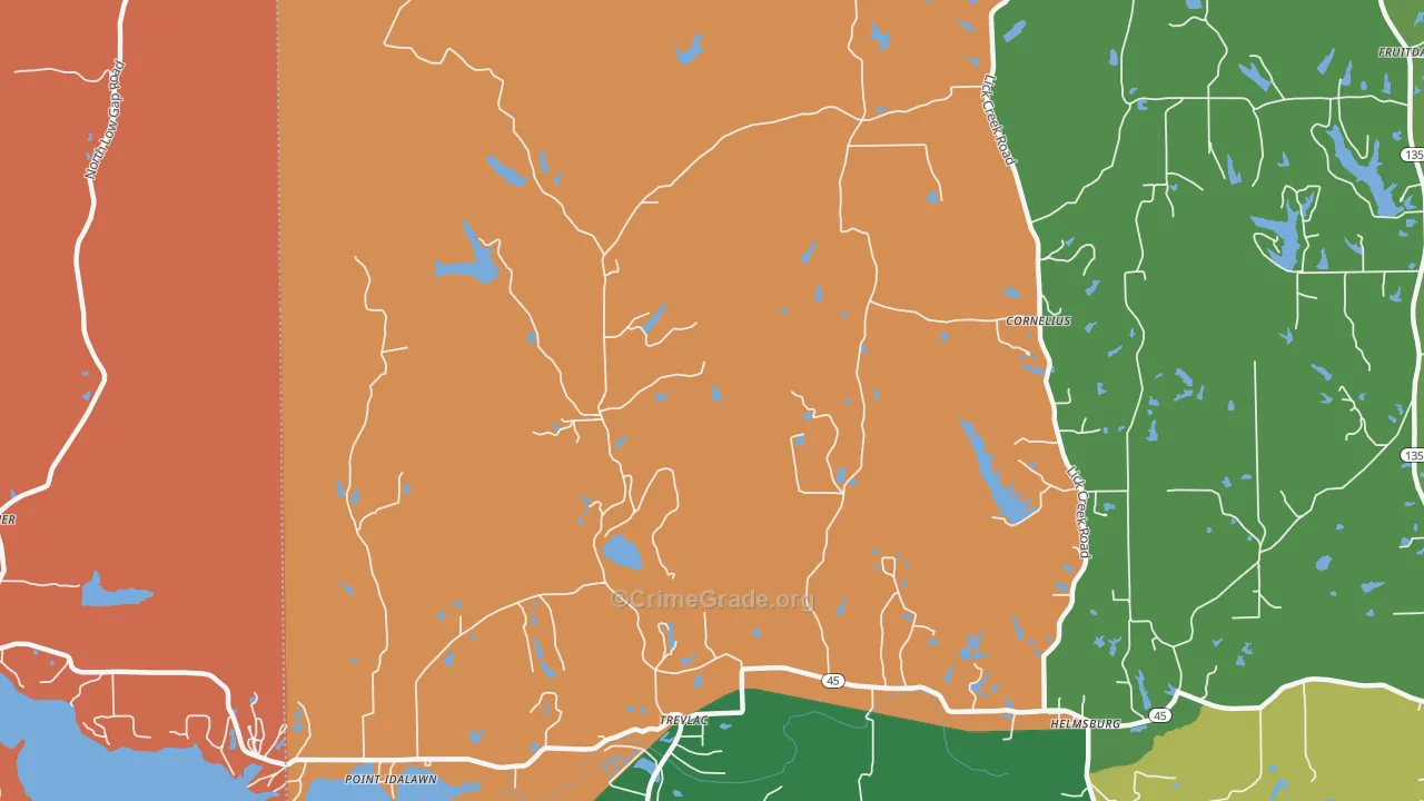 Trevlac, IN Map of Murder Rates