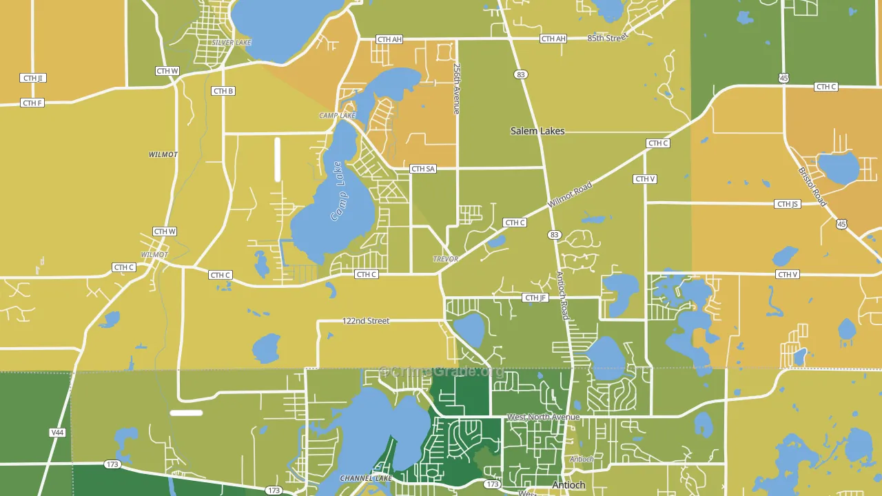 Trevor, WI Map of Murder Rates