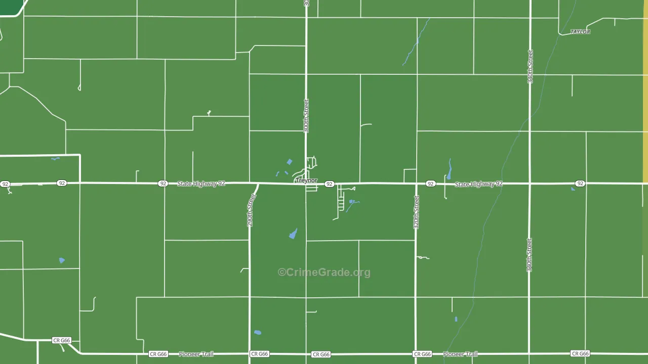 Treynor, IA Map of Murder Rates