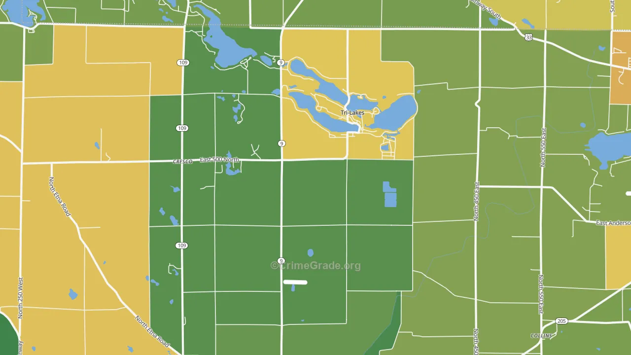 Tri-Lakes, IN Map of Murder Rates