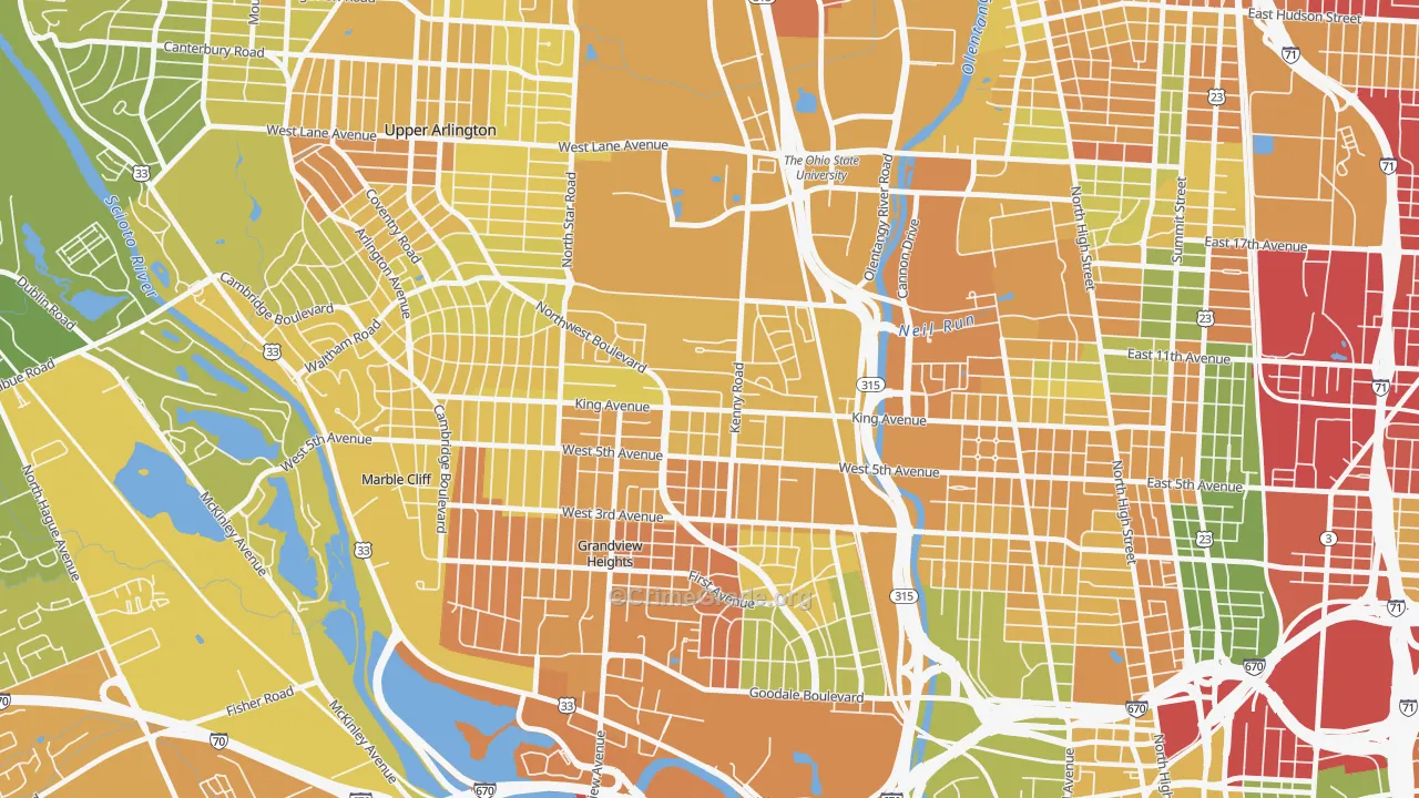 Tri-Village, Columbus, OH Map of Murder Rates