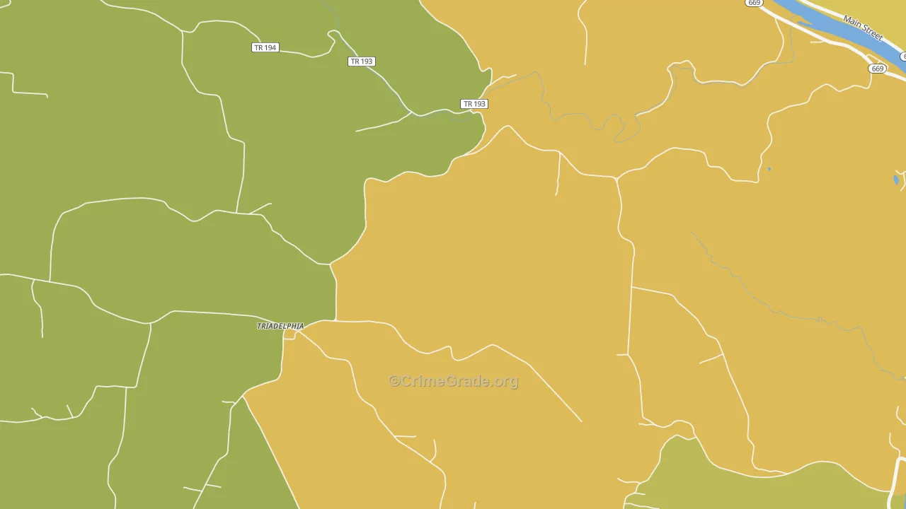 Triadelphia, OH Map of Murder Rates