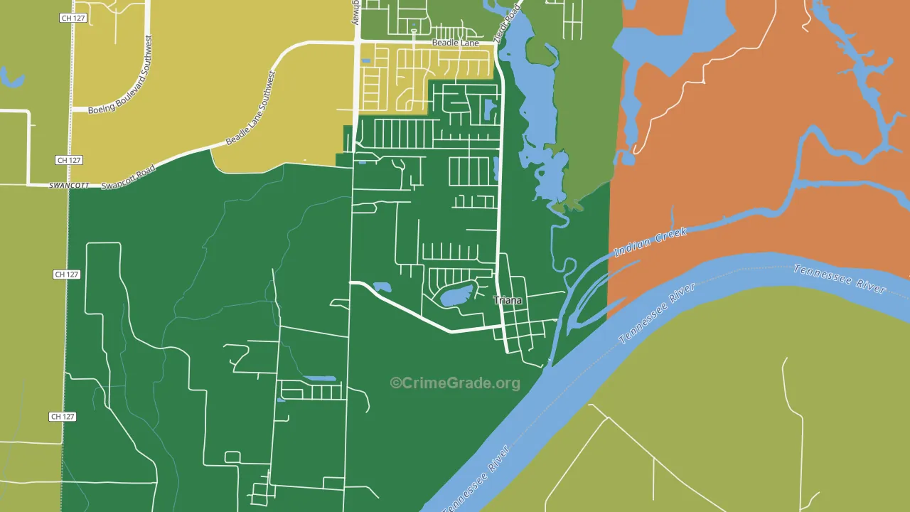 Triana, AL Map of Murder Rates