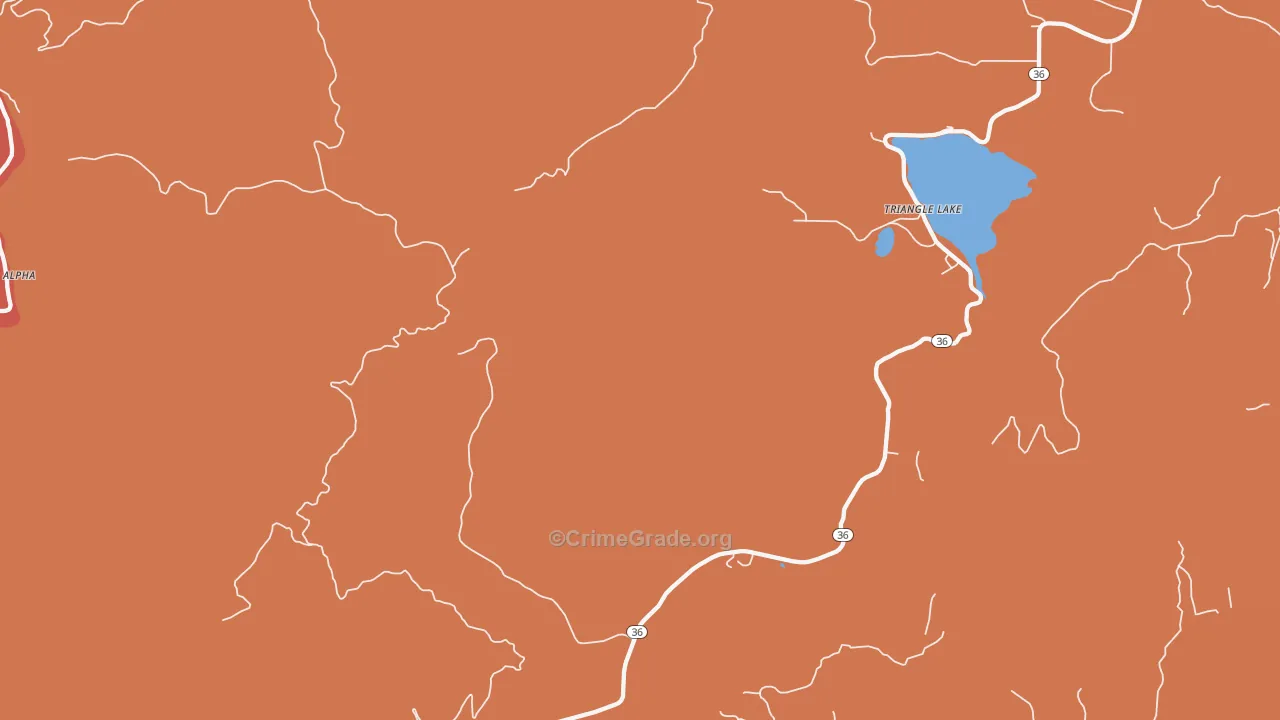 Triangle Lake, OR Map of Murder Rates