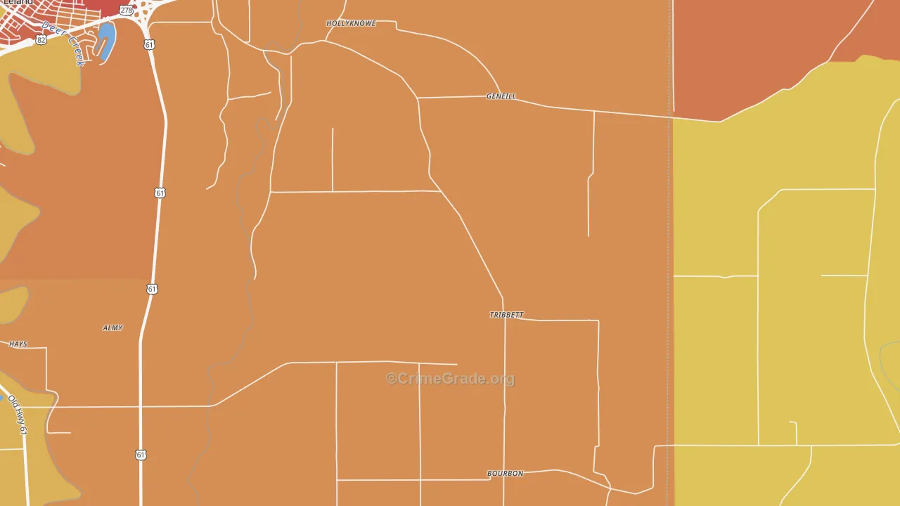 Tribbett, MS Map of Murder Rates