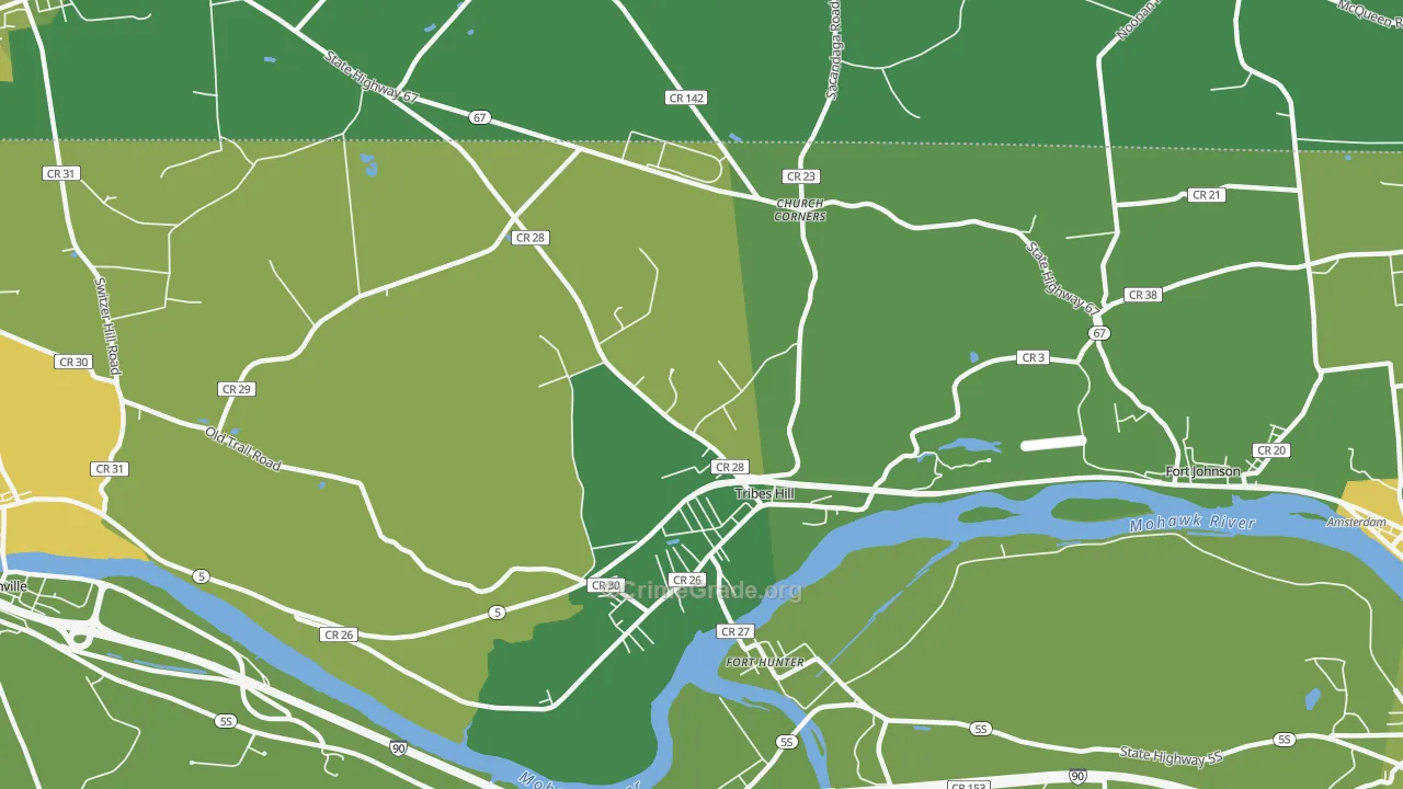 Tribes Hill, NY Map of Murder Rates