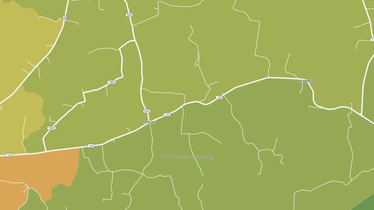 Tribune, KY Map of Murder Rates