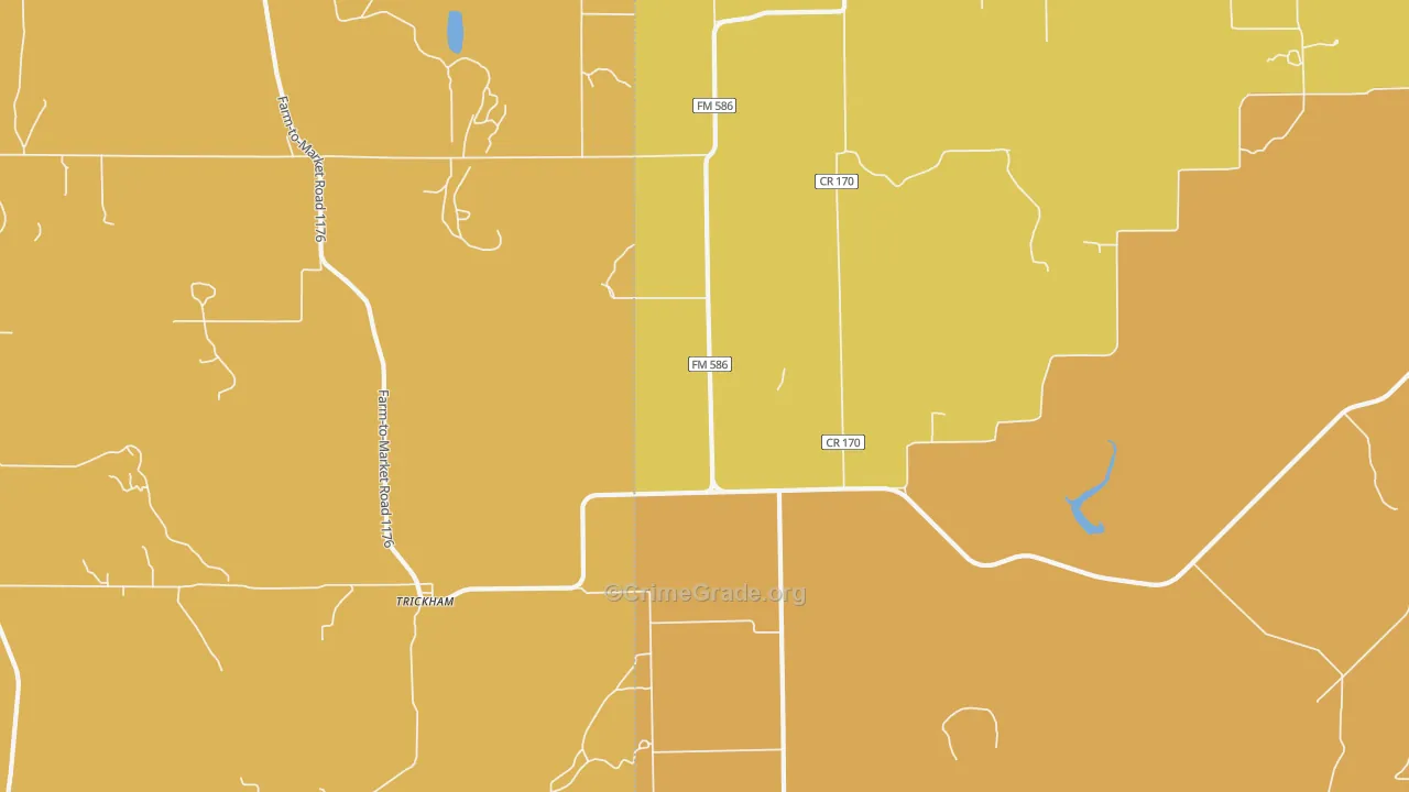 Trickham, TX Map of Murder Rates