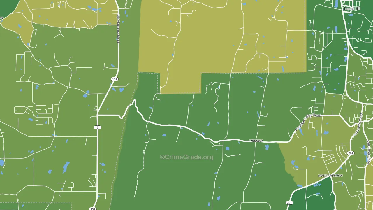 Trickum, GA Map of Murder Rates