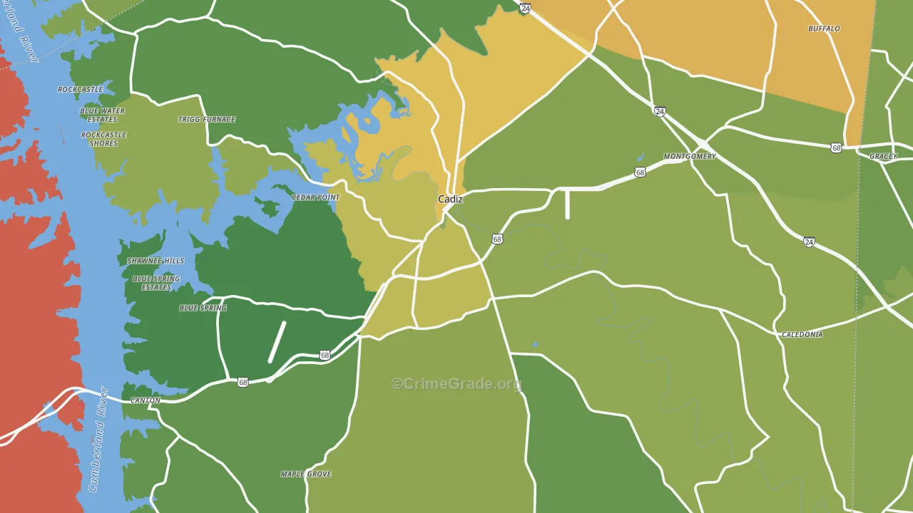 Trigg County, KY Map of Murder Rates