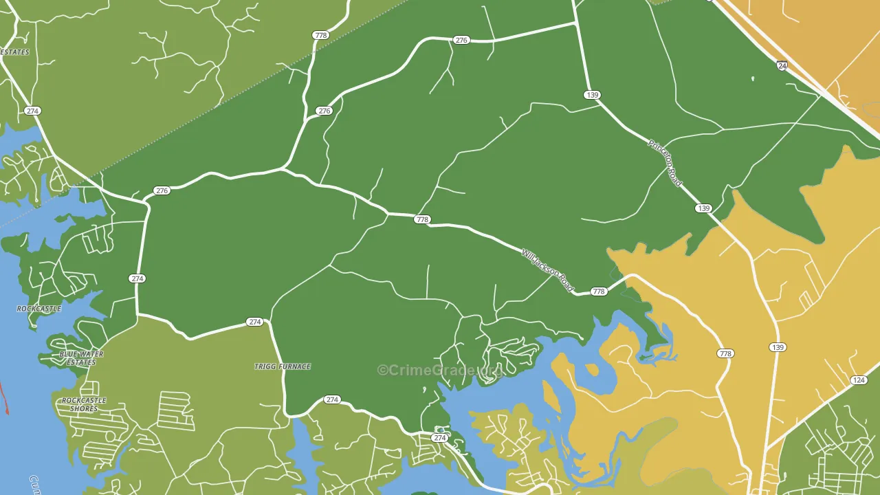 Trigg Furnace, KY Map of Murder Rates