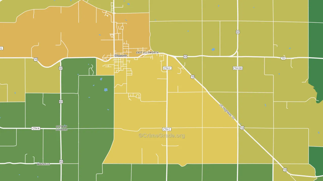 Trimbelle, WI Map of Murder Rates