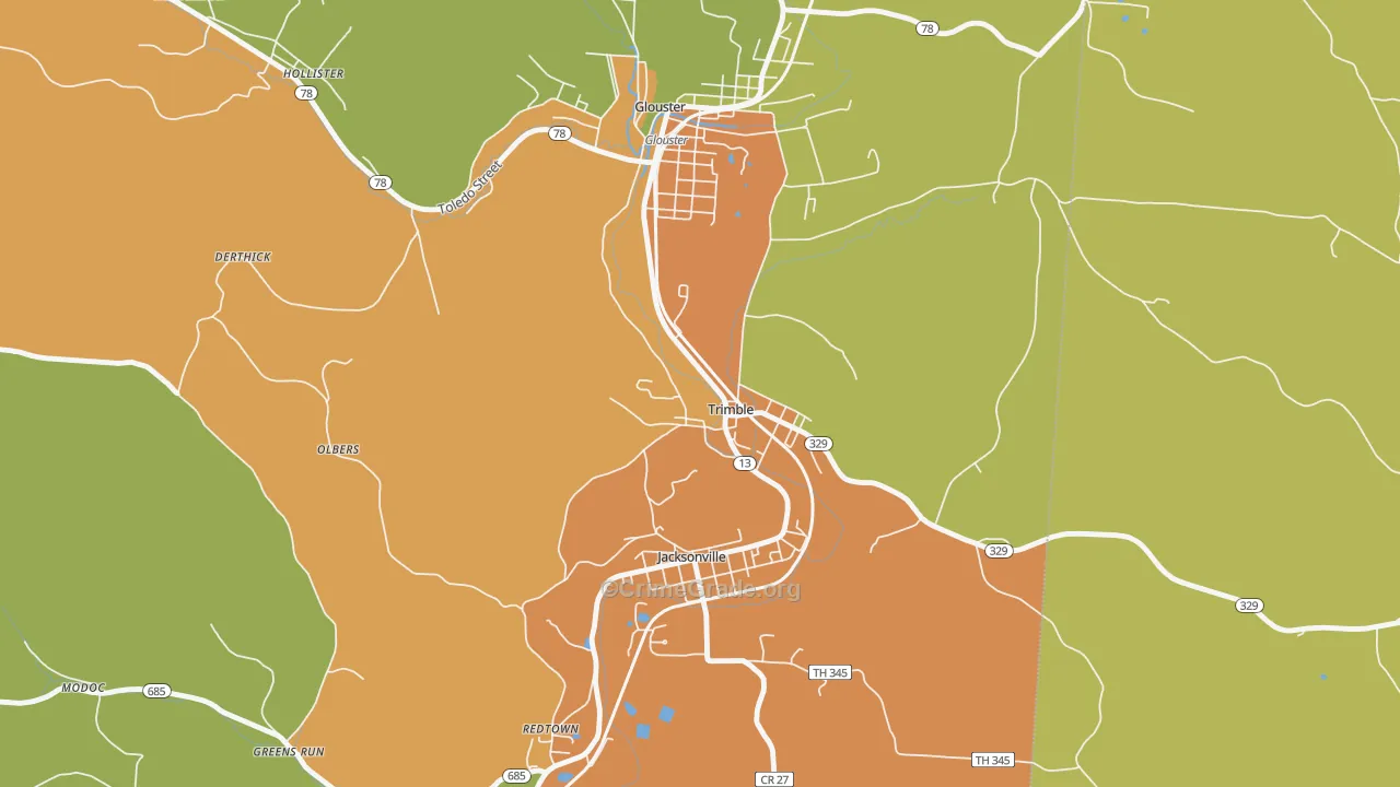 Trimble, OH Map of Murder Rates