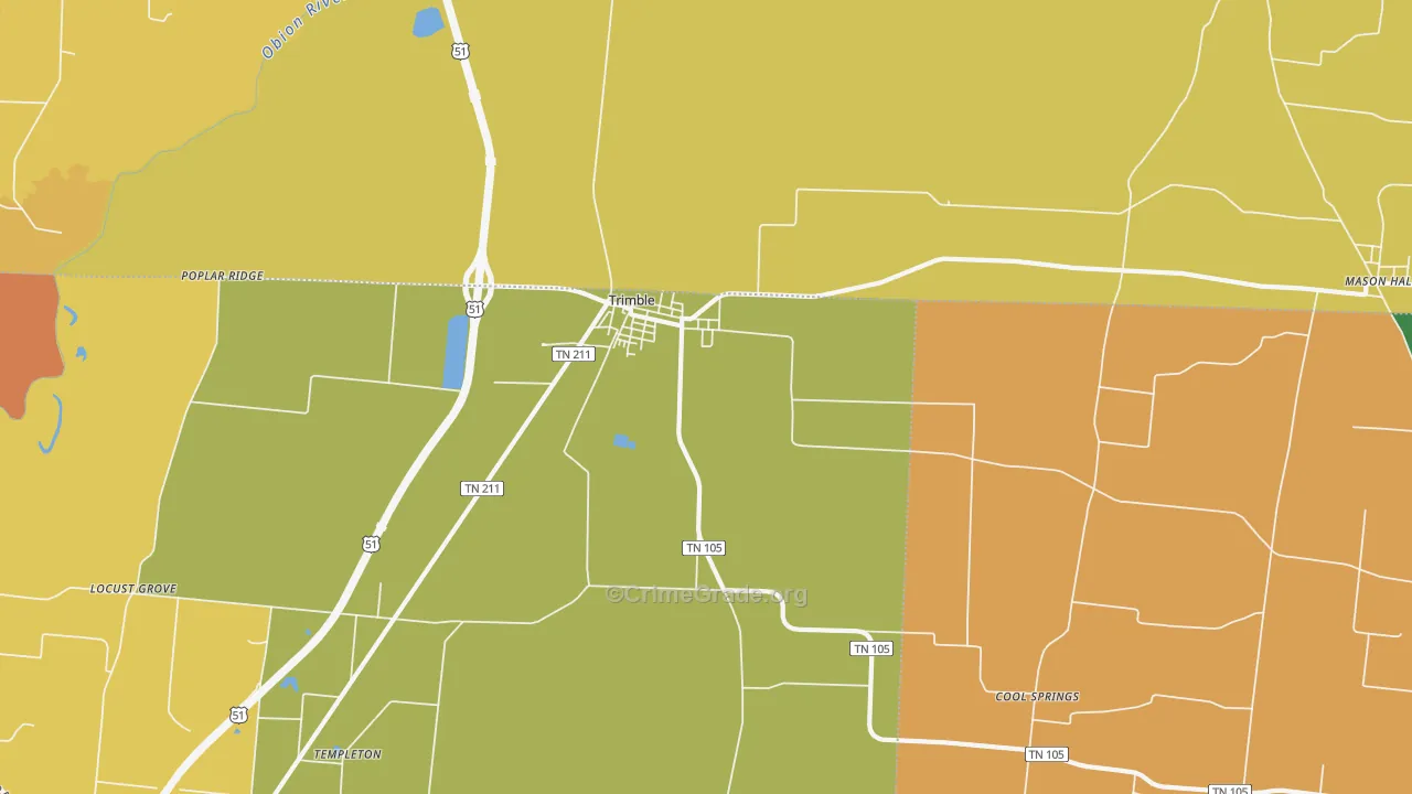 Trimble, TN Map of Murder Rates