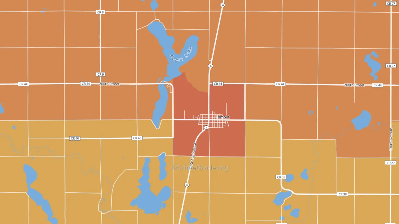 Trimont, MN Map of Murder Rates